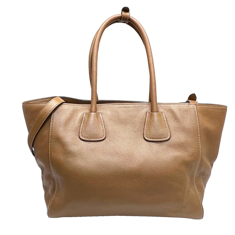 PRADA Vitello Phoenix Handbag Brown Camel Tan Brown Calfskin Shoulder Bag